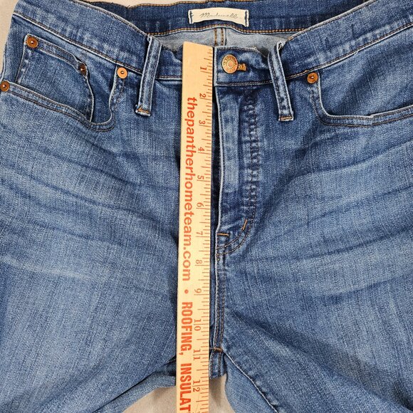 Madewell Jeans Womens 31 Blue Denim Cali Demi Boot Raw Hem High Rise - Picture 10 of 14